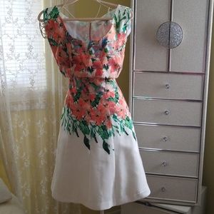 Flared floral print dress